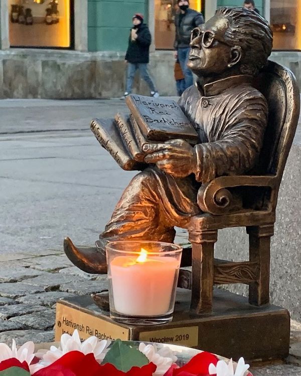 Harivansh Rai Bachchan's statue in Wroclaw, Poland
