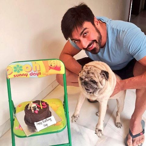 Ashish Chowdhry with his pet dog
