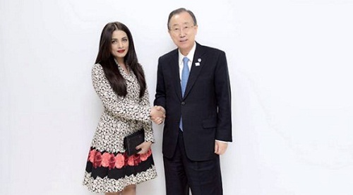 Celina Jaitly with Ban Ki-moon