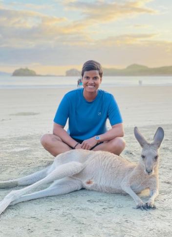 Deepti Sharma with a Kangaroo