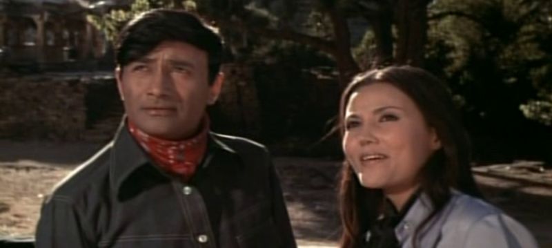 Dev Anand with Vietnamese-American actress Kieu Chinh in a still from the film 'The Evil Within' (1970)