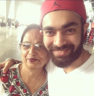 Manjot Singh with his mother
