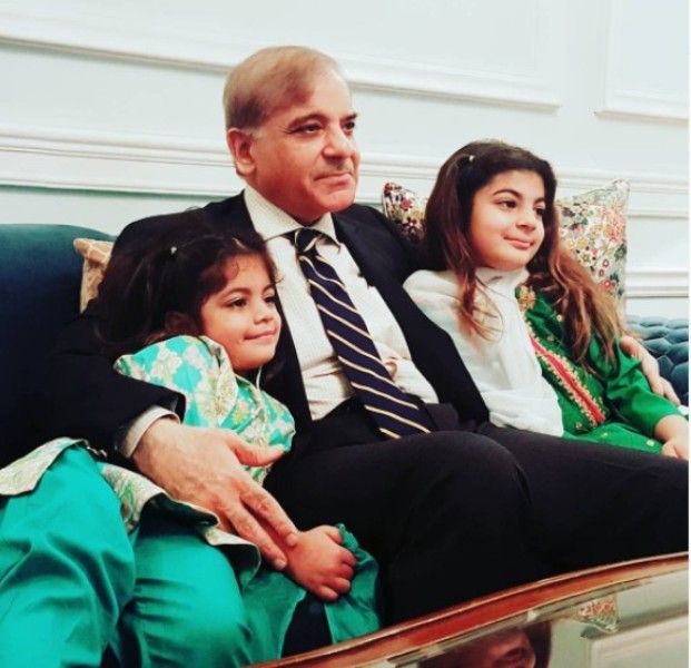 Shehbaz Sharif with his granddaughters