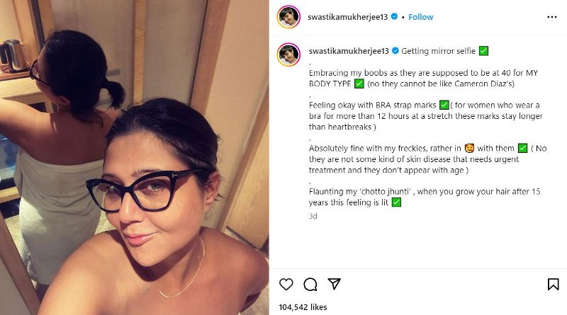 Swastika Mukherjee's Instagram post about body positivity