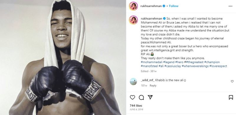 Rukhsar Rehman shared an Instagram post about her passion for boxing