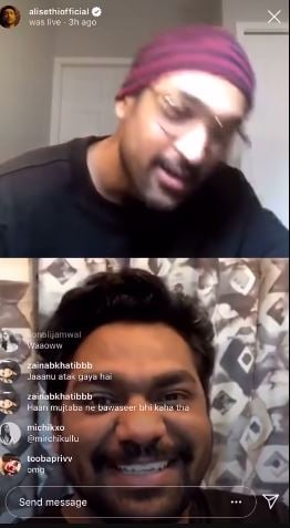 Ali Sethi during Instagram Live with Zakir Khan (below)