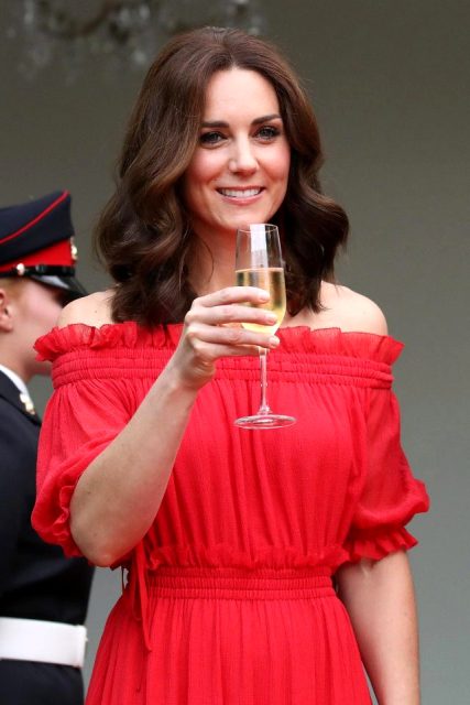 Kate Middleton with a glass of wine