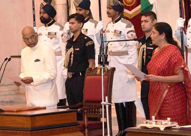Nirmala Sitharaman taking oath as Defence Minister of India