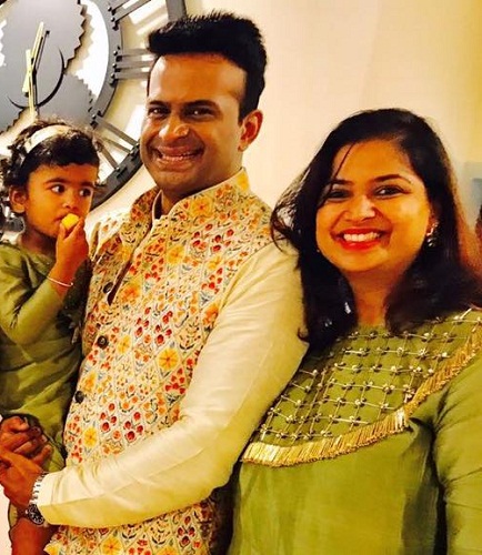 Siddharth Kannan with his wife and daughter