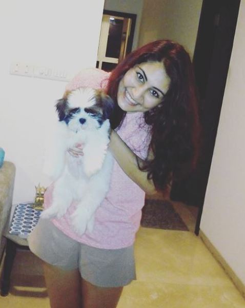 Vedika Bhandari with her pet dog