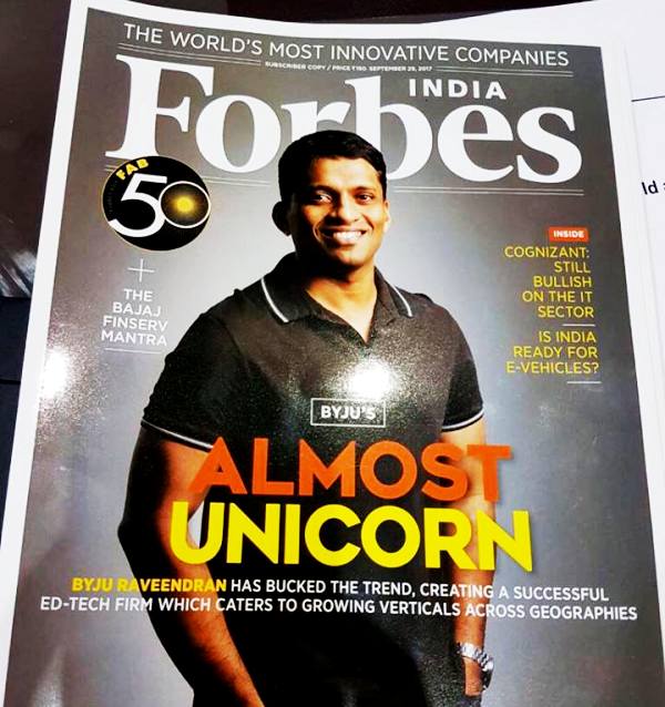 Byju Raveendran Featured on the Cover of Forbes India Magazine
