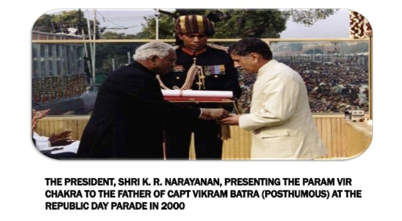 Captain Vikram Batra's Father Receiving Param Vir Chakra