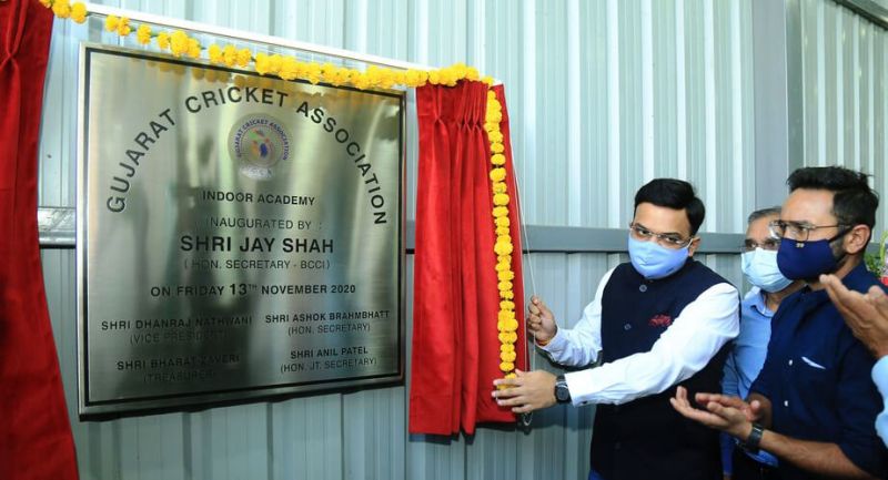Jay Shah inaugurating the GCA Indoor Academy