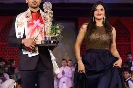 Paramveer Singh Cheema with Zareen Khan ramp walk after winning the title of MR India