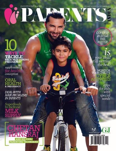 Chetan Hansraj featured on the magazine cover along with his son