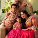 Jayasurya With His Son, Wife and Daughter