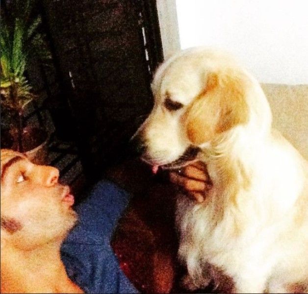 Vipul posing with his dog