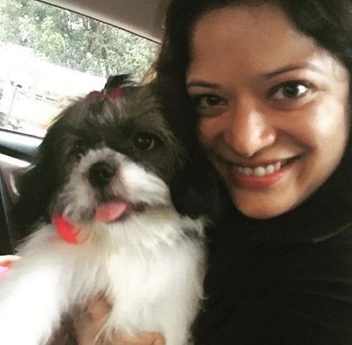 Arzoo Govitrikar with her pet dog