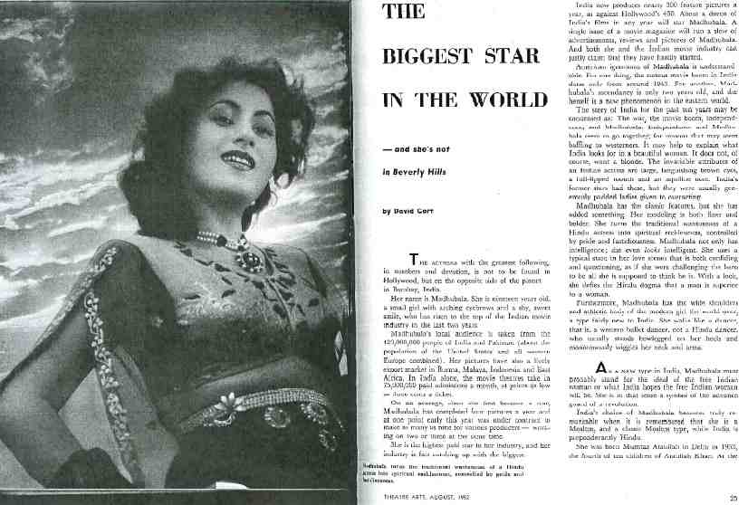 An article dedicated to Madhubala by the 'Theatre Arts' journal in 1952