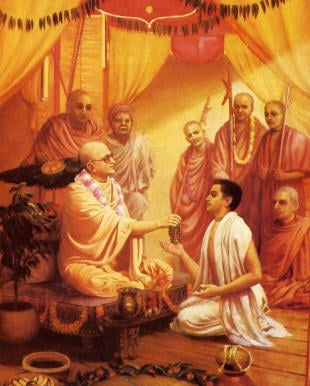 A. C. Bhaktivedanta Swami Prabhupada Taking Initiation From His Spiritual Master Bhaktisiddhanta Sarasvati Thakura