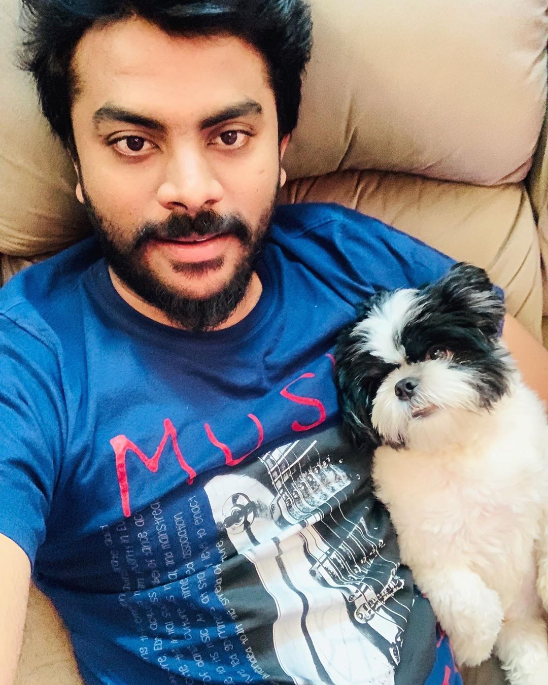 Chandan Shetty with his pet dog Apple