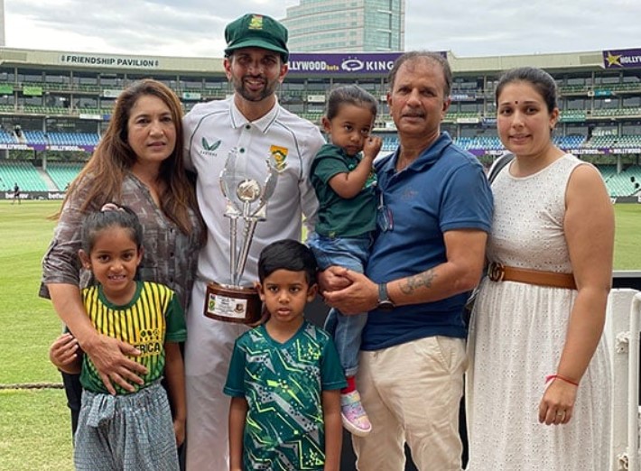 Keshav Maharaj (wearing a cap) with his family