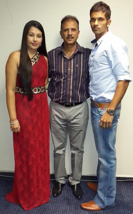 Keshav Maharaj with his father and mother