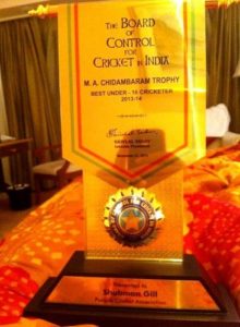 Shubman Gill received M.A. Chidambaram Trophy