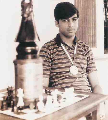 Anand after winning the Asian Junior Championships in Hong Kong