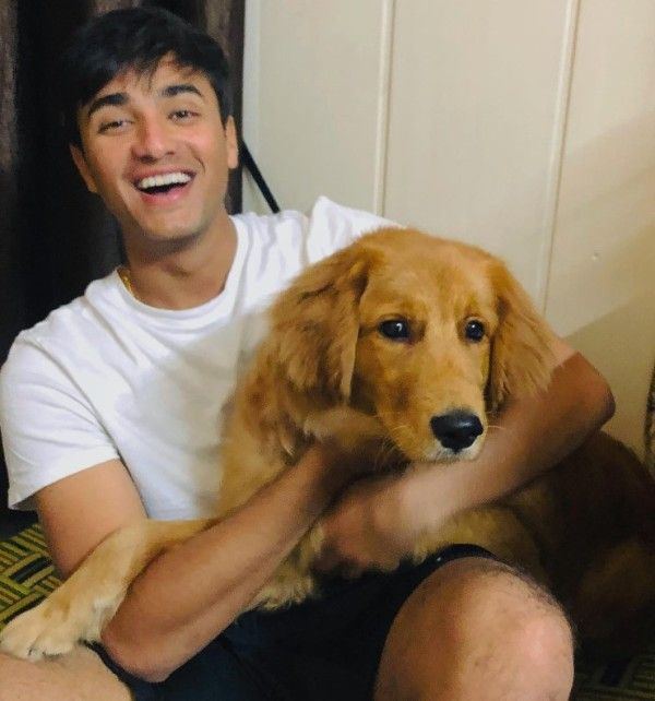 Abhishek Sharma with his pet dog