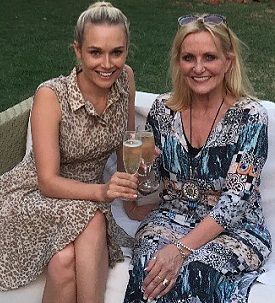 Lee Watson With A Glass Of Wine With Her Mother