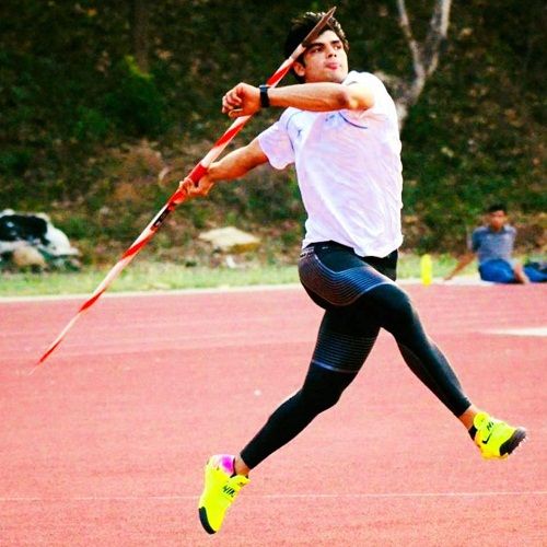Neeraj Chopra while practicing javelin