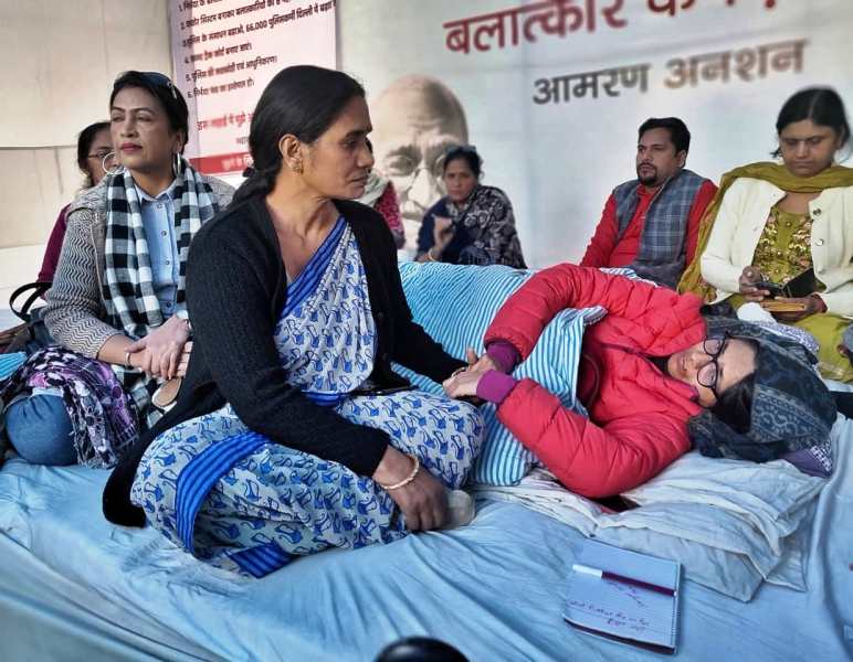 Swati Maliwal during the 2020 indefinite hunger strike