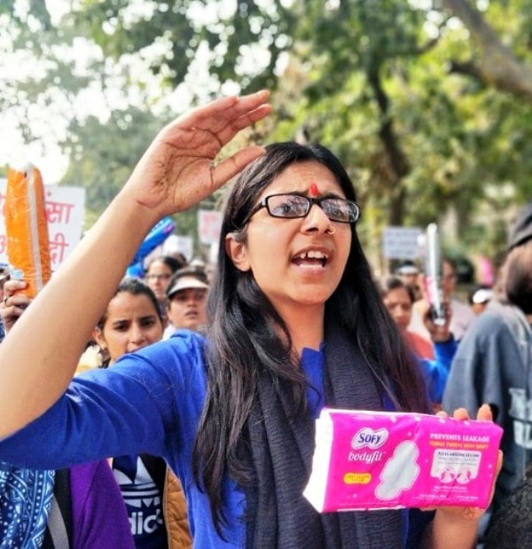 Swati Maliwal during the menstrual cycle awareness campaign