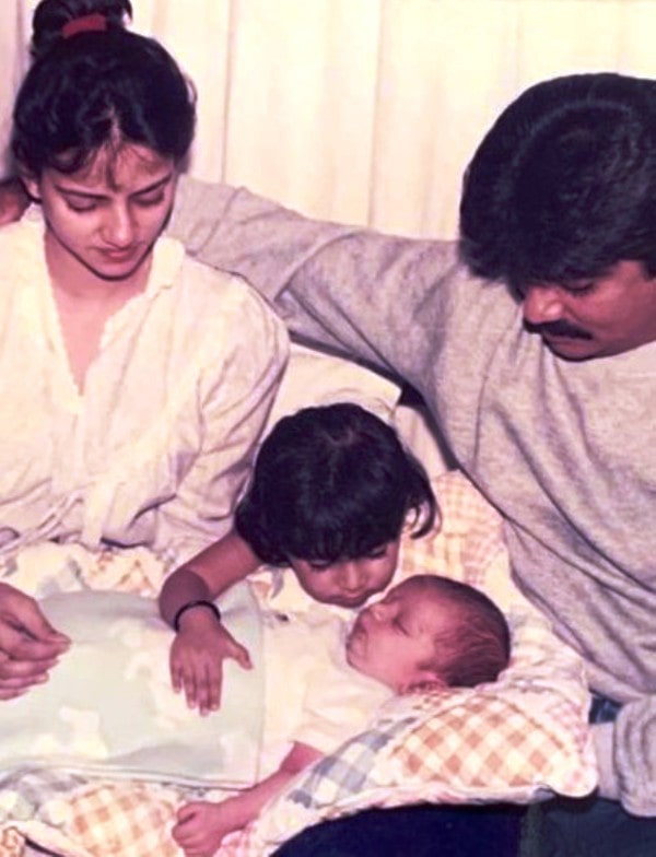 Newborn Zaheer Iqbal with his sister and parents