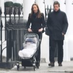 Anna Eberstein and husband Hugh Grant with their new baby.