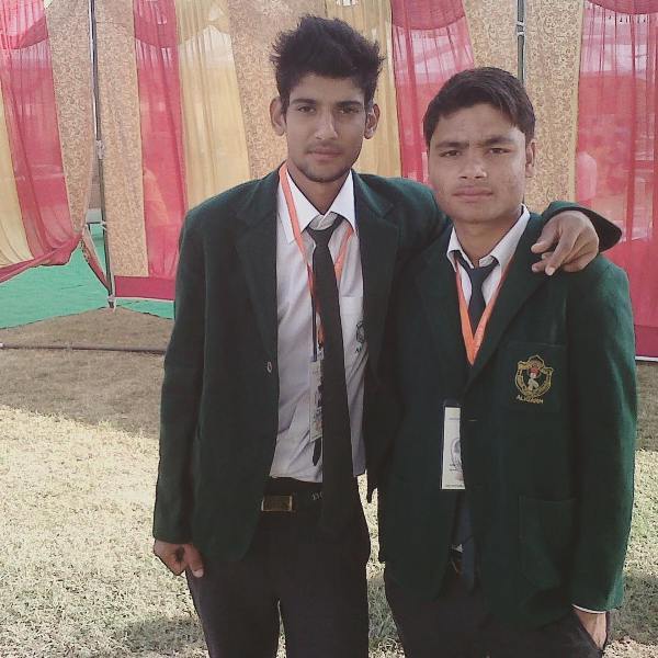 Rinku Singh (right) with a friend during his school days