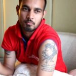 Siddarth Kaul left shoulder tattoo