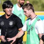 Timo Werner with his Germany Team's Coach Joachim Löw