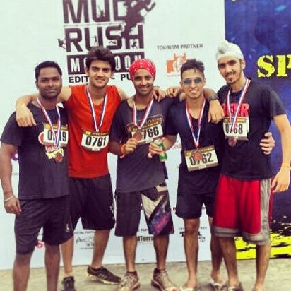 Zaheer Iqbal Ratnasi with his friends after completing a marathon