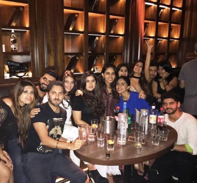 Zaheer Iqbal enjoying his drinks at a party with his friends