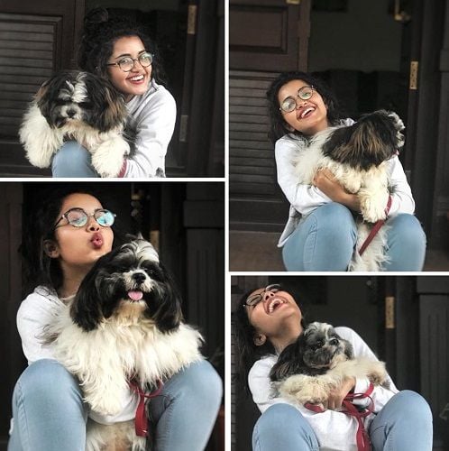 Anupama Parmeshwaram with her pet dog