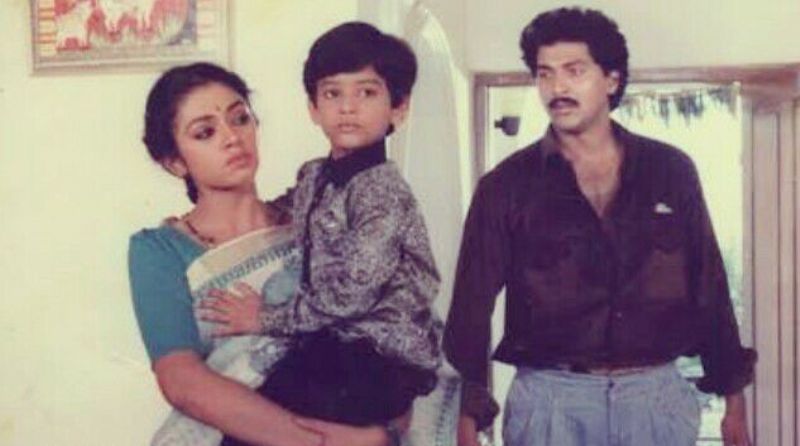 Baladitya in a still from the Telugu film Champion (1992)