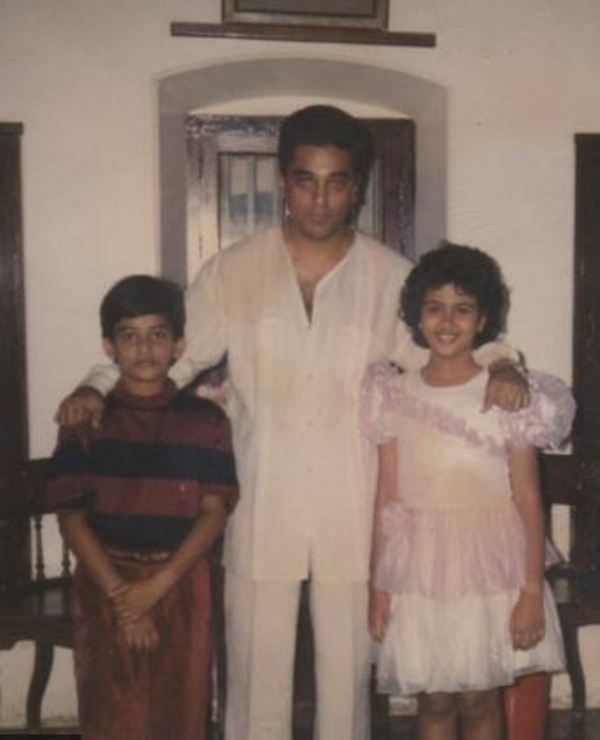 Baladitya (left) with Kamal Haasan (actor)