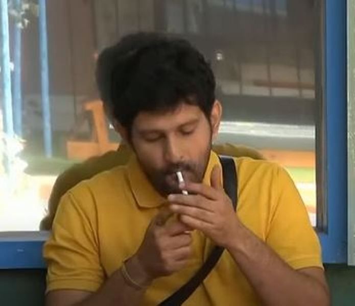 Baladitya smoking a cigarette in the Bigg Boss house (season 6)