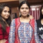 Deepthi Sunaina with her mother and sister
