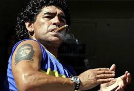 Diego Maradona smoking