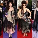 Helena Bonham Carter in different fashionable dresses