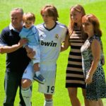 Luka Modric with his parents and wife and son