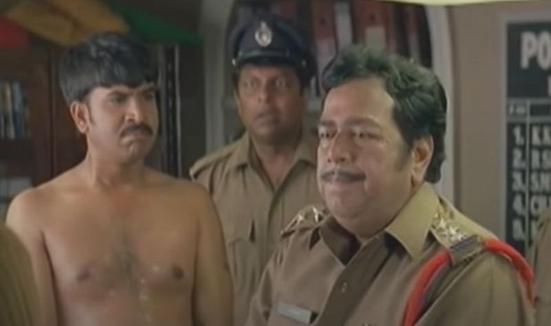 Srinivasa Reddy (left) in a still from the film 'Idiot'